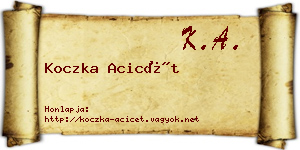 Koczka Acicét névjegykártya
